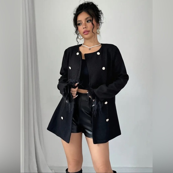 Women’s Elegant Fashion Outerwear, Polyester Double-Breasted Coat - Picture 6 of 8